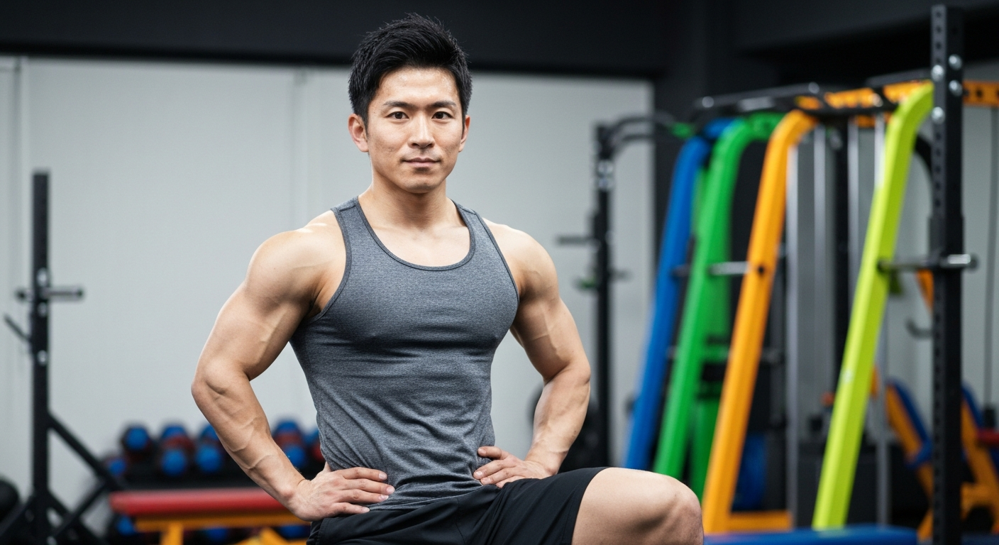 AUN'S GYM スタッフトレーナーの力強いシルエット